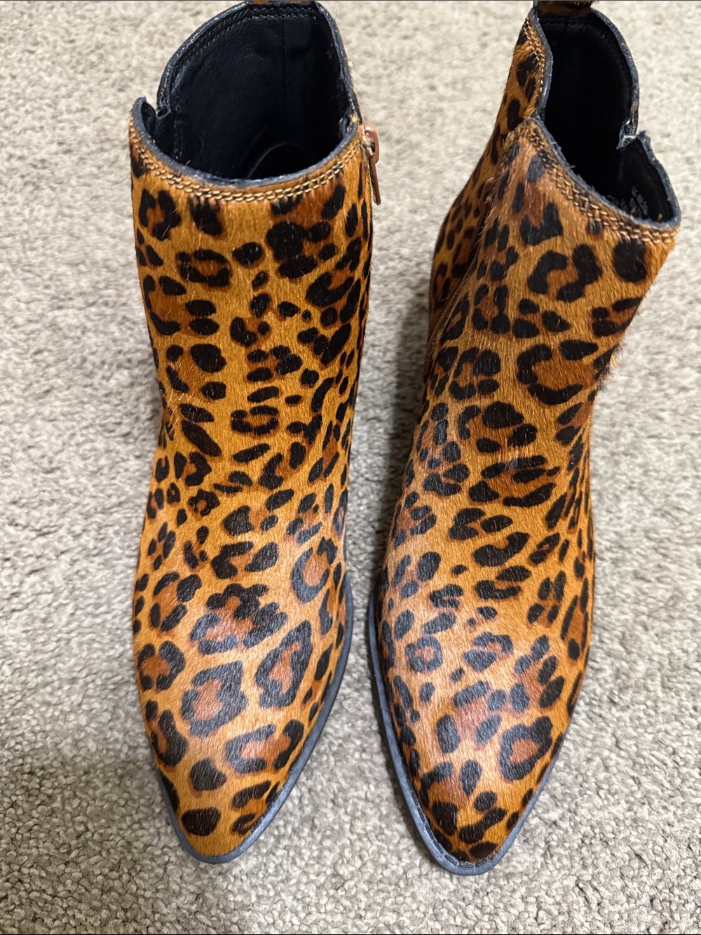 Lucky Brand calf hair leopard booties